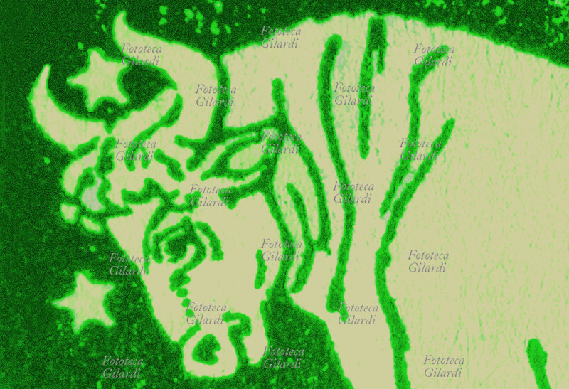 ZODIACO Segno del Toro. Elaborazione da xilografia del trattato del 1917 di C. Aq. Libra, pseudonimo dell\