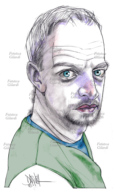 Antonio SCURATI (1969) Scrittore italiano. Illustrazione di Dariush Radpour, disegno a matita lavorato digitale, 2011. Questa immagine non può essere utilizzata con tariffa inferiore a € 80,00