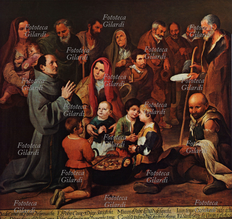 Bartolomé Esteban MURILLO (1 January 1618 – 3 April 1682) Charity. Saint Diego of Alcalá (1400 – 12 November 1463) Distributing Bread to the Poor. Oil painting on canvas, executed for the Franciscan convent of Seville, circa 1646.