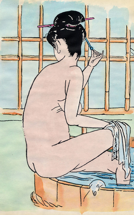 GIAPPONE FANCIULLA AL BAGNO GIAPPONE FANCIULLA AL BAGNO