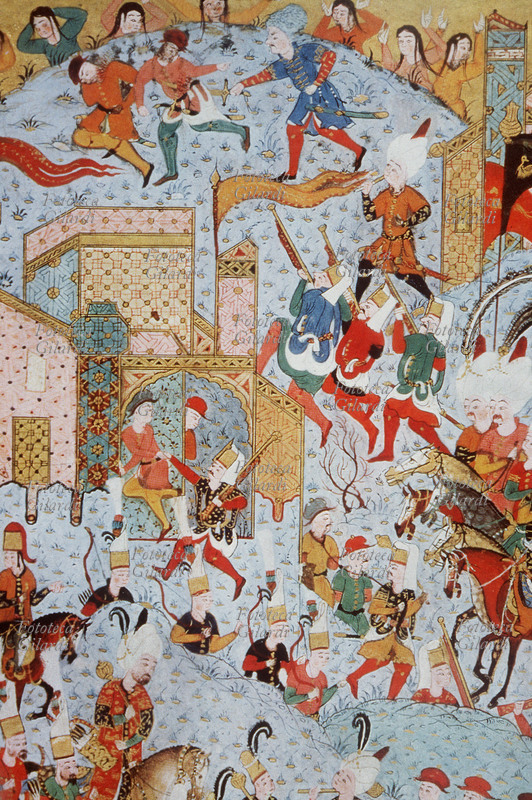 SOLIMANO I (1494-1566) detto il Magnifico nella campagna del 1566 libera un villaggio ungherese occupato dalle milizie di Ferdinando D\