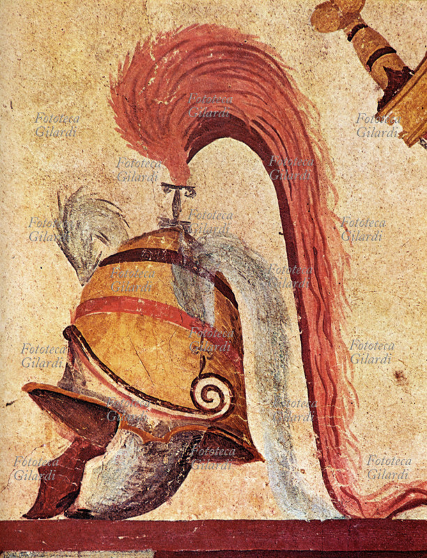 ANTICA GRECIA Elmo macedone. Dettaglio dell\