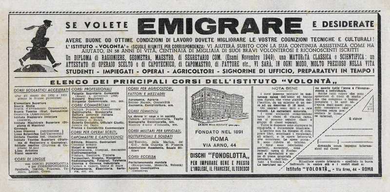CORSI DI ISTRUZIONE PER EMIGRANTI CORSI DI ISTRUZIONE PER EMIGRANTI