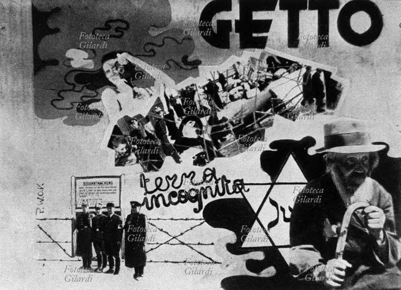 II GM NAZISMO Fotomontaggio realizzato nel ghetto di Lodz da un gruppo di ebrei che protestavano contro la tragedia della persecuzione antisemita. Polonia 1940-44.