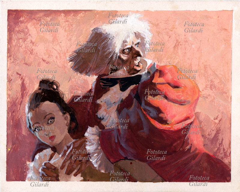 BALLETTO Il Dottor Coppélius e una delle sue bambole meccaniche; scena I dal II atto di "Coppélia o La ragazza dagli occhi di smalto", coreografia di Arthur Saint-Léon, musica di Léo Delibes, rappresentata per la prima volta nel 1870. Il libretto di Charles Nuitter e Arthur Saint-Léon è ispirato al racconto "L\