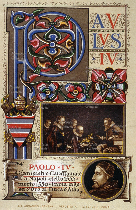 POPE PAUL IV Giampietro Carafe, been born to Naples, which elected in 1555, died in 1559. He sends the Rose of Gold to the Duke of Dawn. From cromolitografica series dedicated to Pope Pius X and whom blessed He. Rome, 1903