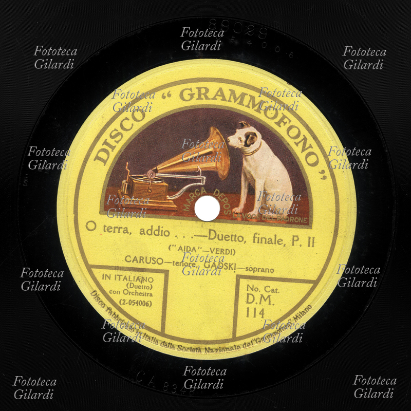 MUSICA etichetta da disco a 78 giri per "La Voce del Padrone". "Aida" di Giuseppe Verdi, \