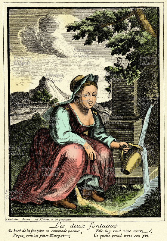 FRANCE 1700 “Les Deux Fontaines”, French recording. A beautiful peasant urinates in campaign in proximity of a source. “Au bord de the fontaine en commode posture/Voyez Co… puise Margot/Elleluy rend avec rsure/Ce those prend avec son pot”