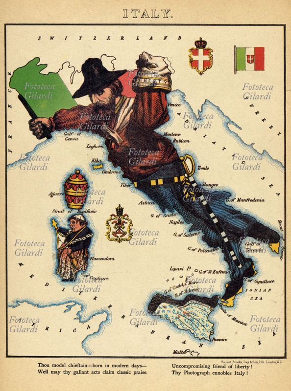 ITALIA Caricatura geografica. La cartografia dell\