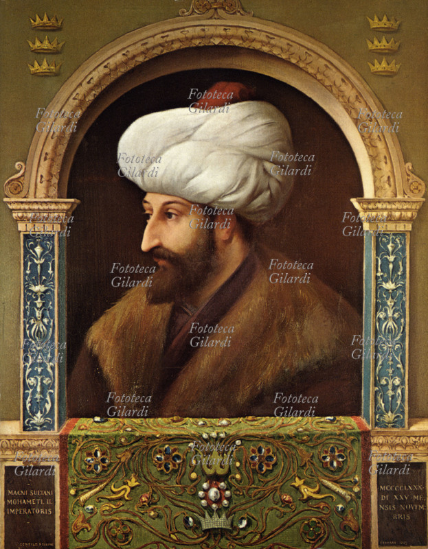 MAOMETTO II (1430-1481) detto Fatih, il Conquistatore, Sultano ottomano (1457-1481) figlio di Murad II, conquistò Costantinopoli (1453), il Peloponneso, la Bosnia, l\
