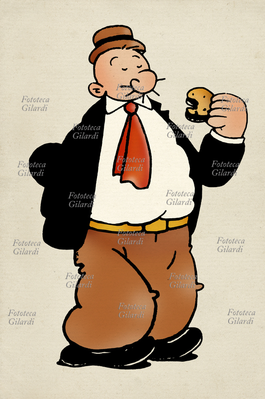 FUMETTO Poldo Sbaffini, nome italiano di J. Wellington Wimpy, famoso mangiatore di panini con Hamburger - personaggio del fumetto americano \