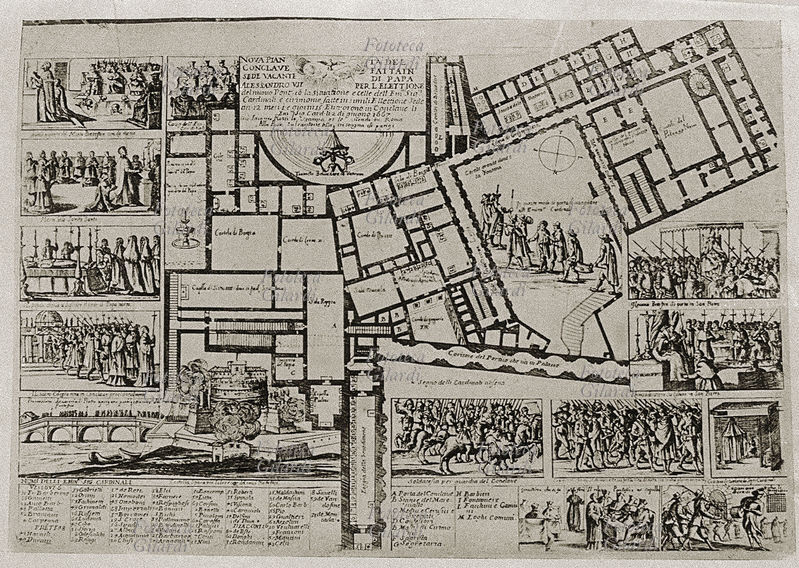 VATICANO Pianta del Conclave fatto in Sede vacante per la morte di Papa Alessandro VII. Città del Vaticano 1667
