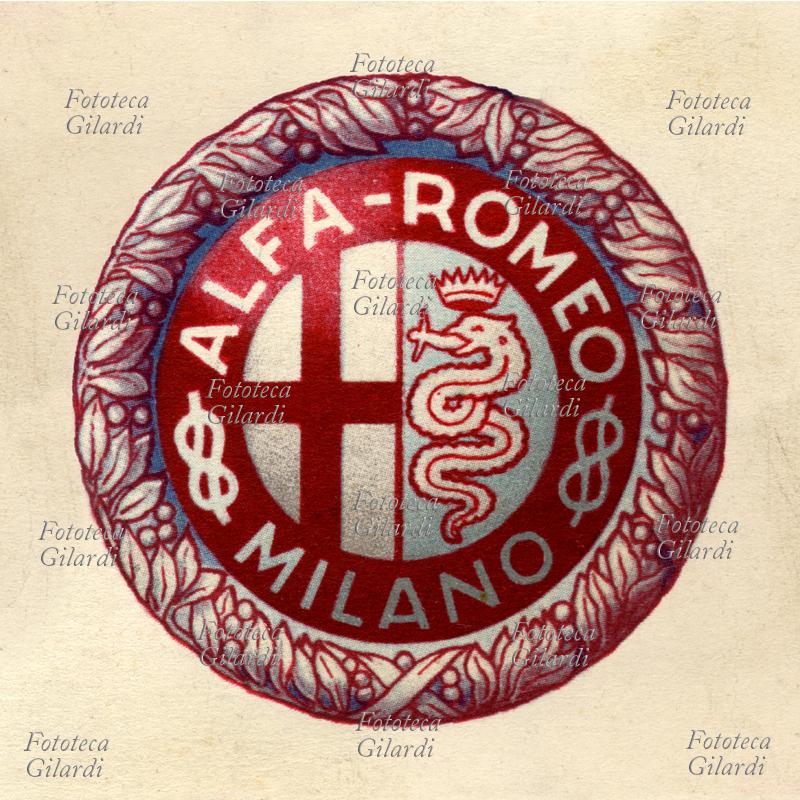 INDUSTRIA marchio delle Officine Alfa Romeo: al centro la croce e il biscione visconteo circondati dalla scritta \