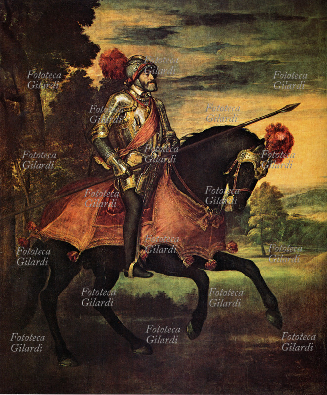 CARLO V (1500-1558) ritratto a cavallo, alla Battaglia di Muhlberg. Nipote di Massimiliano d\