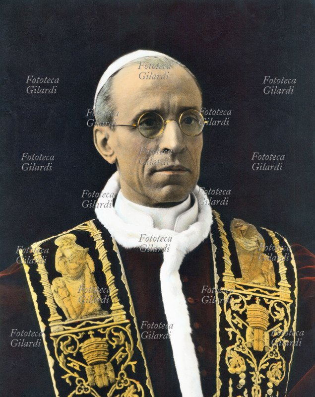 PIO XII (Eugenio Pacelli 1876-1958) ritratto fotografico colorato a mano. Papa dal 1939
