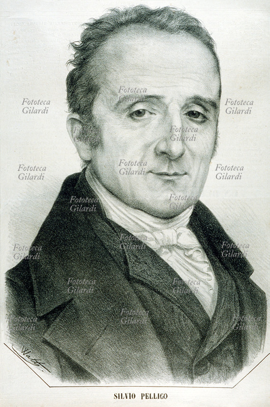 Silvio PELLICO (1789-1854) scrittore e patriota, ritratto litografico (vedi versione colorizzata in #39582), Italia XIX secolo