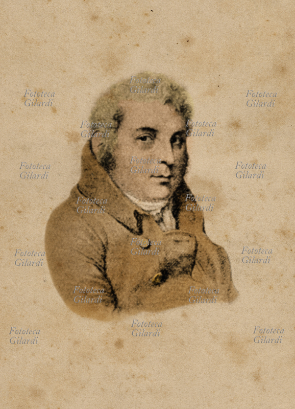 Luigi Valentino BRUGNATELLI (1761-1818) druggist and Italian inventor, great-grandfather of Luigi Brugnatelli (1859-1928) scientist and mineralogista. Colored recording, 18th century