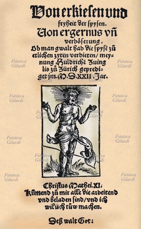 Huldrych ZWINGLI (1º gennaio 1484 – 11 ottobre 1531), teologo e militare svizzero, uno dei fondatori delle Chiese riformate svizzere. Nel trattato \