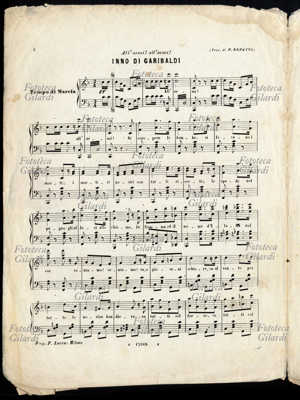 GARIBALDI Spartito con parole e musica dell\