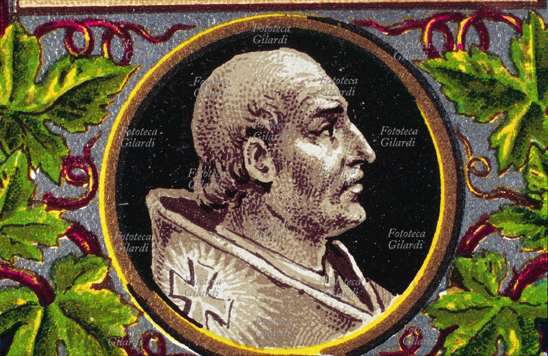 PAPA SAN CAIO martire (? - 22 aprile 296), nato a Salona, eletto nel 283. Ritratto in profilo, dettaglio da una cartolina cromolitografica della \