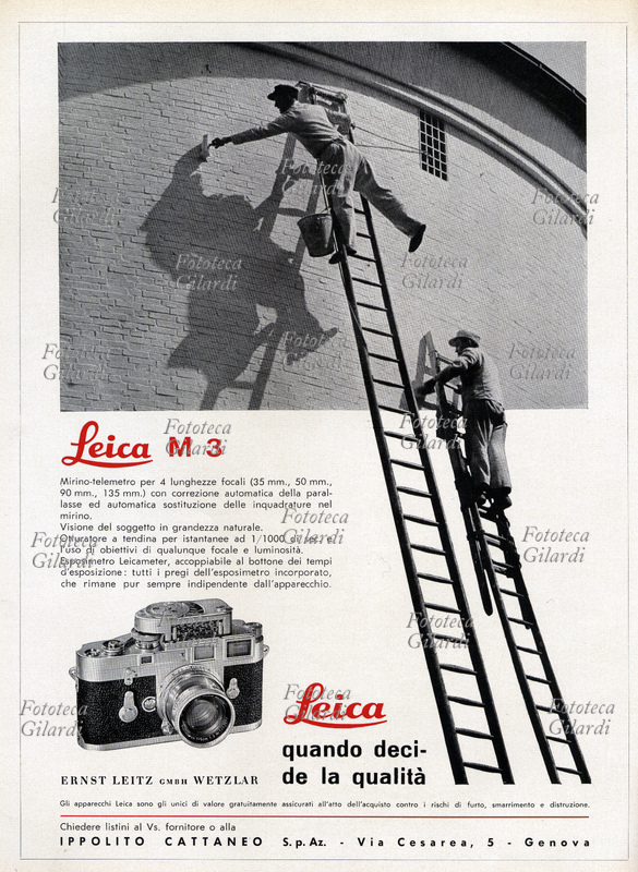 LEICA pubblicità tabellare da rivista di settore "Leica M3 quando decide la qualità" Da "Ferrania", Italia, 1960