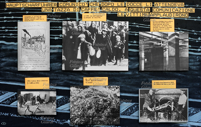 NAZISMO ANTISEMITISMO "Hauptscharfürer comunicò che dopo le docce li attendeva una tazza di caffè caldo. A questa comunicazione le vittime applaudirono". Diciannovesimo pannello della mostra "La Gioconda di Lvov - Immagini \
