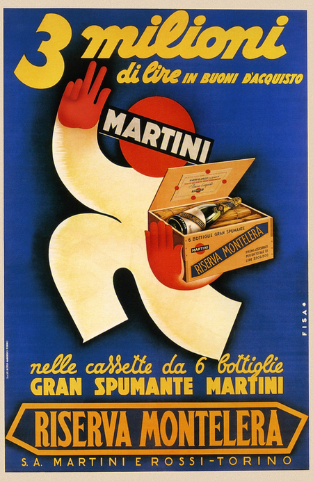MANIFESTO DI FISANOTTI SPUMANTI MARTINI 1940