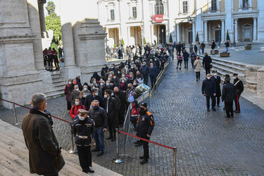 13.01.2022 Il feretro di David Sassoli in Campidoglio G.Biagini ph per SCATTO. 13.01.2022 Il feretro di David Sassoli in Campidoglio G.Biagini ph per SCATTO.