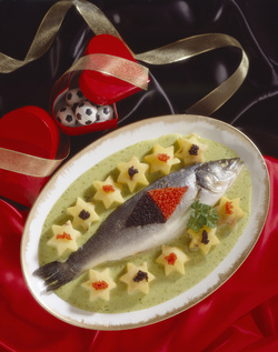 BRANZINO AL VINO BIANCO CON UOVA DI LOMBO