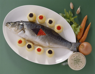 BRANZINO AL VINO BIANCO CON UOVA DI LOMBO