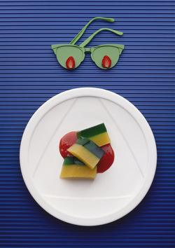 GELATINA DI MENTA E PESCA IN SALSA DI FAGOLA