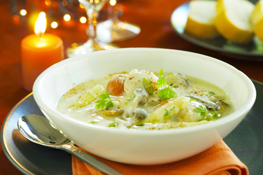 POTAGE DI SAINT JACQUES CHAMPIGNON E ASPARAGI