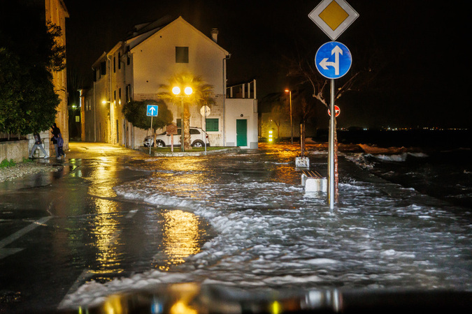 Sea flood in Kastela Croatia