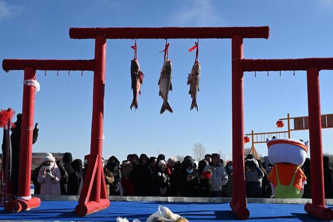 Fourth Hasuhai Winter Fishing Festival opens in Hohhot