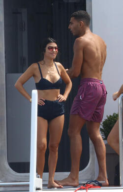 Kourtney Kardashian and boyfriend Younes Bendjima on their boat in the Bay of Cannes