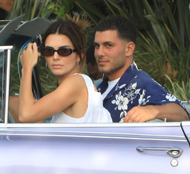Kendall Jenner Angelic In White As She Brings Her Doberman Along To Dinner At Soho