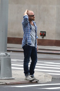 Ben Foster Walking Alone in Lower Manhattan