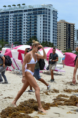 Hailey Baldwin seen out and about at the beach wearing a bikini on June 11 2017 in Miami Florida.
