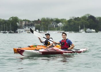 Prime Minister Justin Trudeau kayaks on the Niagara River
