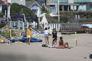 Sofia Richie plays volleyball on the beach
