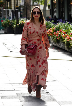 Myleene Klass seen arriving at Global Radio Studios