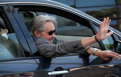 Alain Delon leaves his hotel in Cannes