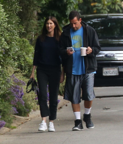Adam Sandler walking his cute puppy Adam Sandler walking his cute puppy