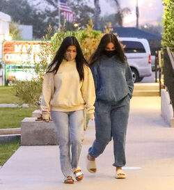 Kourtney Kardashian 41 and her TikTok star BFF Addison Rae 19 wear matching hoodies for dinner in Malibu