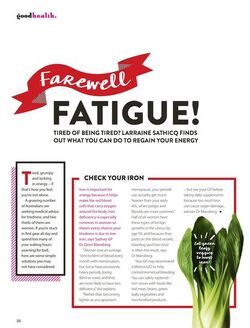Farewell fatigue Tired of being tired Good Health June p Text available Farewell fatigue Tired of being tired Good Health June p Text available