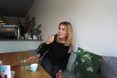 Team GB cyclist Jess Varnish at the Common Ground Cafe in Altrincham which she co owns.