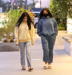Kourtney Kardashian 41 and her TikTok star BFF Addison Rae 19 wear matching hoodies for dinner in Malibu