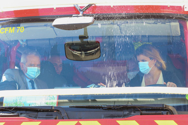 Marlene Schiappa during a visit of the Fire and Security Department in Ajaccio
