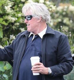 Gary Busey buttons up for the preppy look in Malibu