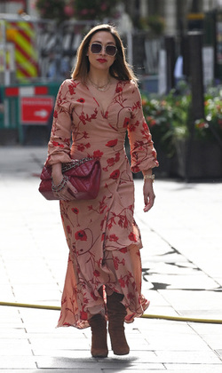 Myleene Klass seen arriving at Global Radio Studios